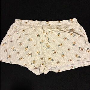 La Vie En Rose Floral Pajama Shorts - Cream and Yellow